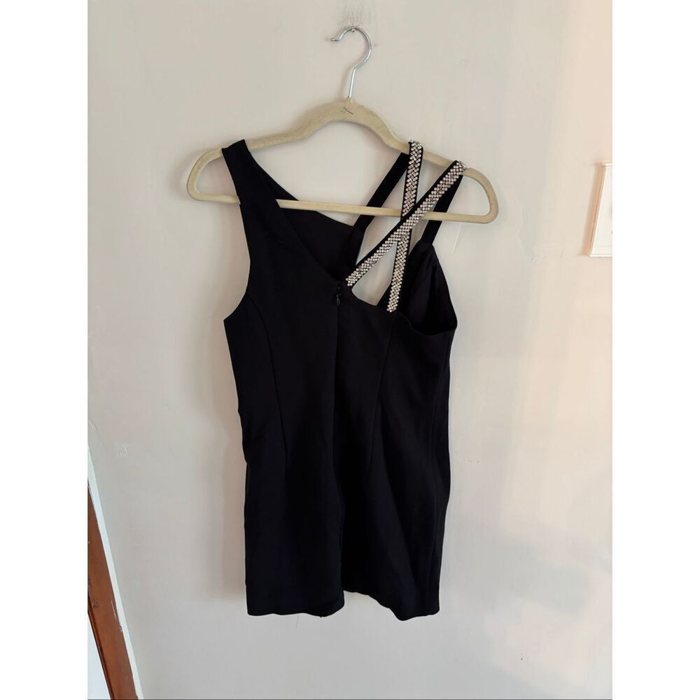 Topshop Black Diamanté Bodycon Dress Size 4 Asymmetrical Cutout NWT - Picture 11 of 11